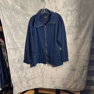 Liverpool denim bomber jacket NWT plus size 2X color; Canadian dark  drawstring‎